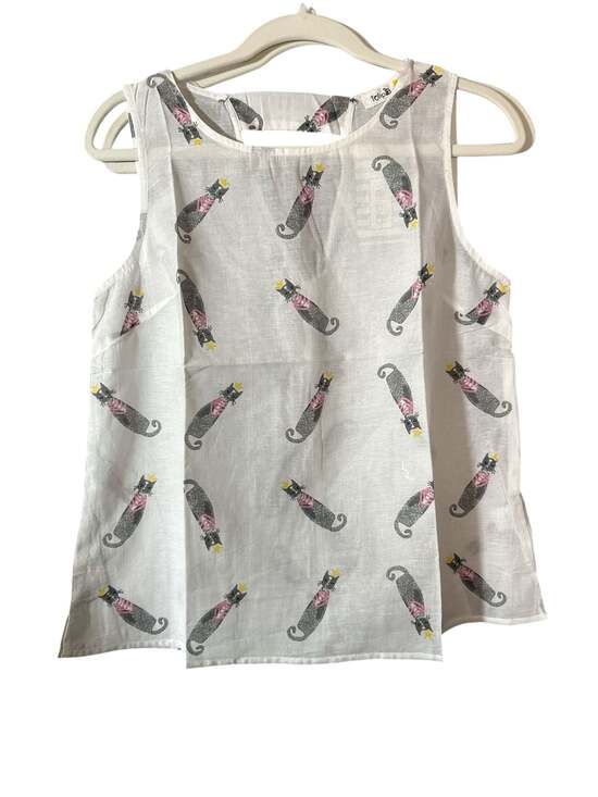 Tulip B Tops - Tulip B Whimsical Cat Print Sleeveless Top with V-Back Detail